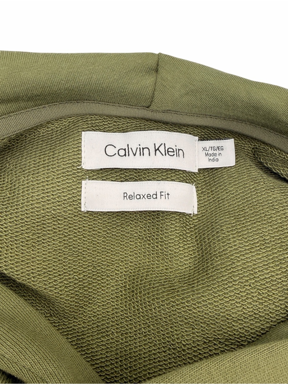 XL Calvin Klein Olive Green Pullover Hoodie with White Logo - Picture 6 of 7